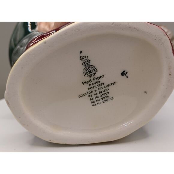 Vintage Royal Doulton English Porcelain 1953 D6462 Pied Piper Mug Toby Jug - Picture 6 of 9